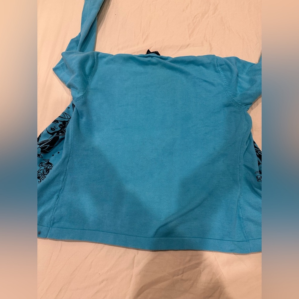 Sourpuss Turquoise Blue Graphic Button-Up Cardigan - Picture 14 of 14